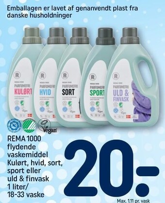 REMA 1000 Rema 1000 flydende vaskemiddel tilbud