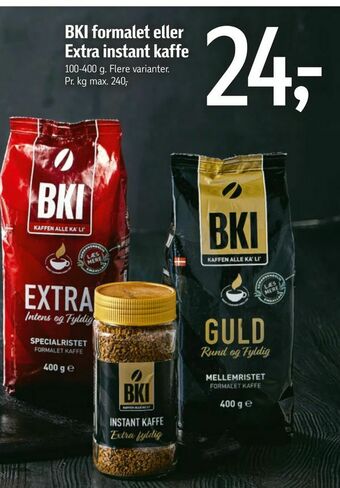 Føtex BKI formalet eller Extra instant kaffe tilbud