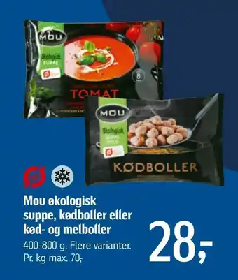 Føtex Mou økologisk suppe, kødboller eller kød- og melboller tilbud