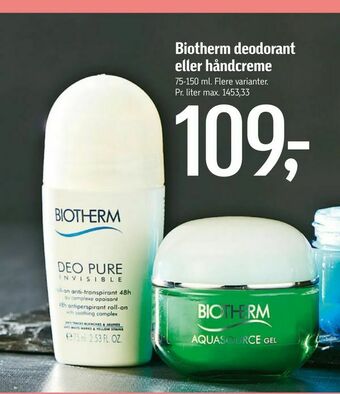 Føtex Biotherm deodorant eller håndcreme tilbud