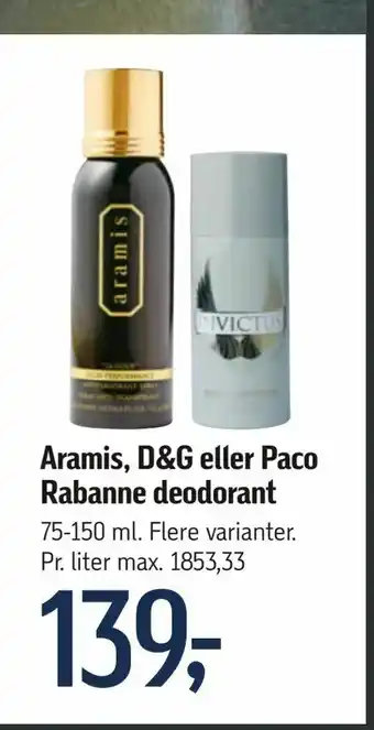 Føtex Aramis, D&G eller Paco Rabanne deodorant tilbud