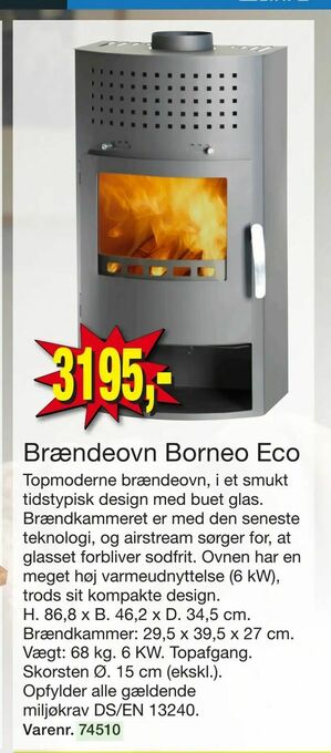 Harald Nyborg Brændeovn Borneo Eco tilbud