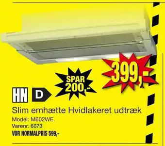 Harald Nyborg Slim emhætte Hvidlakeret udtræk tilbud