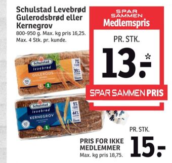 SPAR Levebrød gulerodsrugbrød tilbud