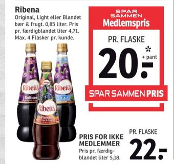 SPAR Ribena konc. frugtsaft blandet bær & frugt tilbud
