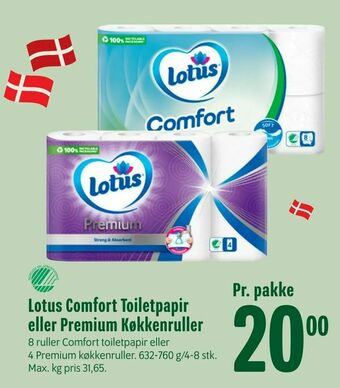 Min Købmand Lotus Comfort Toiletpapir eller Premium Køkkenruller tilbud