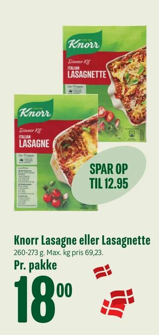 Min Købmand Knorr Lasagne eller Lasagnette tilbud