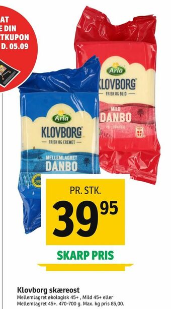 SPAR Klovborg skæreost tilbud