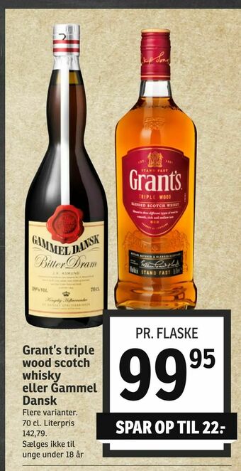 SPAR Grant's triple wood scotch whisky eller Gammel Dansk tilbud