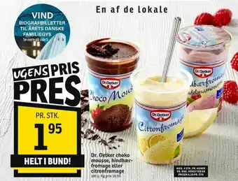 SPAR Dr. Oetker choko mousse, hindbærfromage eller citronfromage tilbud