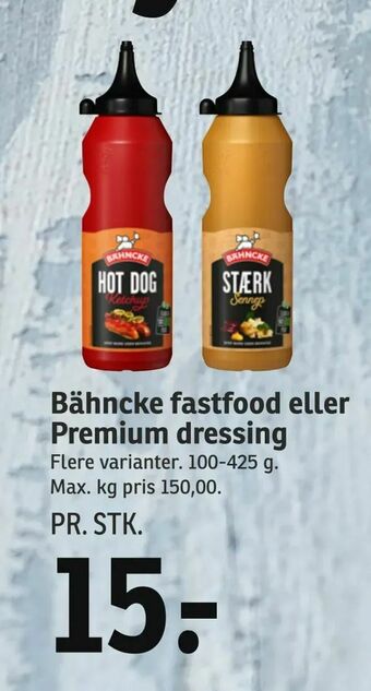 SPAR Bähncke fastfood eller Premium dressing tilbud