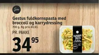 Gestus fuldkornspasta med broccoli og karrydressing