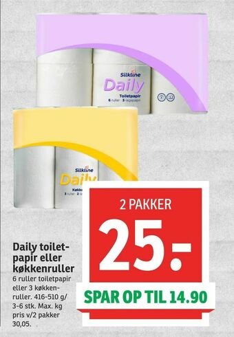 SPAR Daily toiletpapir eller køkkenruller tilbud