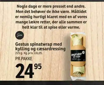 SPAR Gestus spinatwrap med kylling og cæsardressing tilbud