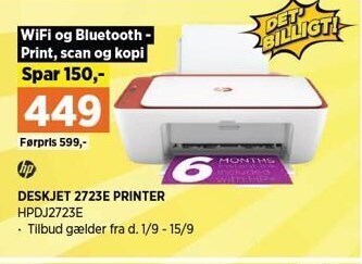 Power Hp deskjet 2723e printer tilbud