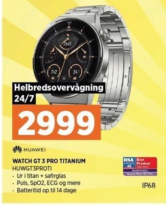 Power Huawei watch gt 3 pro titanium tilbud