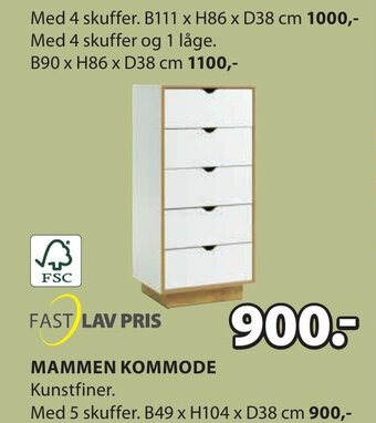 JYSK MAMMEN KOMMODE tilbud