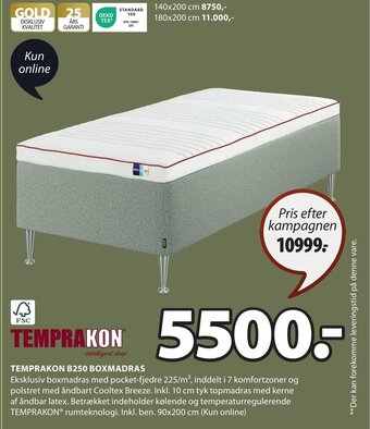 JYSK TEMPRAKON B250 BOXMADRAS tilbud