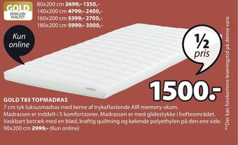 JYSK GOLD T85 TOPMADRAS tilbud
