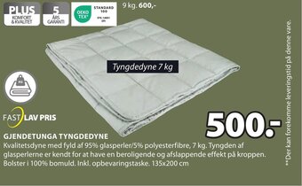 JYSK GJENDETUNGA TYNGDEDYNE tilbud