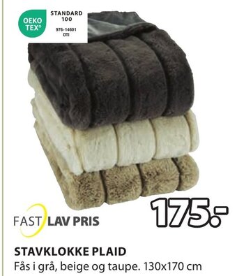 JYSK STAVKLOKKE PLAID tilbud