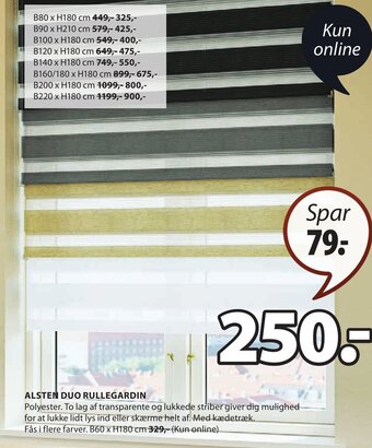 JYSK ALSTEN DUO RULLEGARDIN tilbud