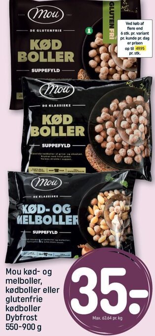 REMA 1000 Mou kød- og melboller, kødboller eller glutenfrie kødboller Dybfrost 550-900 g tilbud