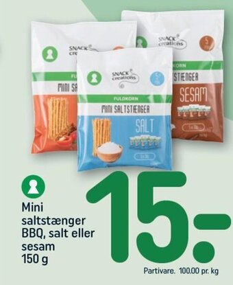 REMA 1000 Mini saltstænger BBQ, salt eller sesam tilbud
