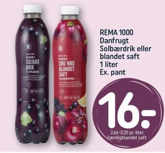 REMA 1000 REMA 1000 Danfrugt Solbærdrik eller blandet saft 1 liter Ex. pant tilbud