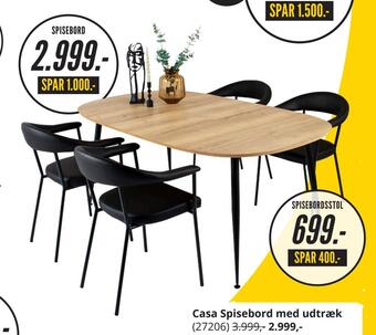 My Home Casa spisebord med udtræk tilbud