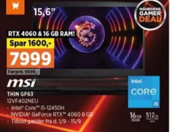 Power Msi bærbar pc tilbud