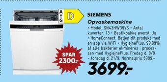 Bilka Siemens opvaskemaskine tilbud