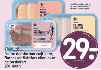 REMA 1000 Ferske danske mørksejfileter, finthakket fiskefars eller lakse-og torskefars 250-400 g tilbud