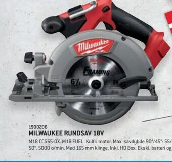 XL-BYG MILWAUKEE RUNDSAV 18V tilbud