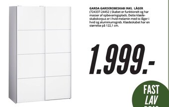 My Home GARDA GARDEROBESKAB INKL LÅGER tilbud