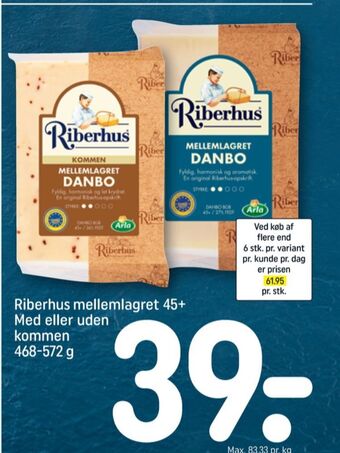 REMA 1000 Riberhus skæreost danbo mellemlagret tilbud