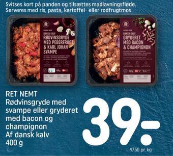 Rema 1000 rødvinsgryde med svampe