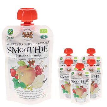 Alex & phil | 5-pak baby smoothie fersken & vanilje 6 mdr. | børn > mad & drikke,specialvarer