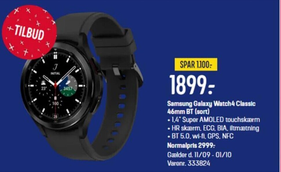Samsung Galaxy Watch 4 Classic 46mm BT (sort) tilbud hos Elgiganten