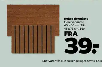 Netto Kokos dørmåtte tilbud