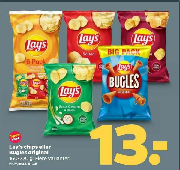 Lay's chips eller Bugles original tilbud hos Netto