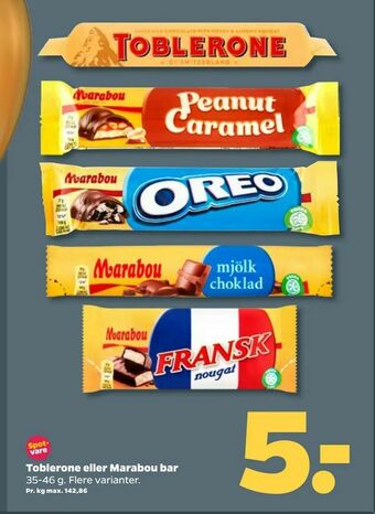 Netto Toblerone eller Marabou bar tilbud