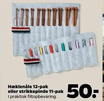 Netto Hæklenåle 12-pak eller strikkepinde 11-pak tilbud