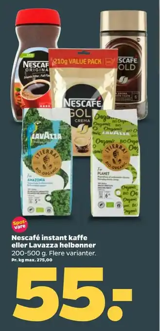 Netto Nescafé instant kaffe eller Lavazza helbønner tilbud