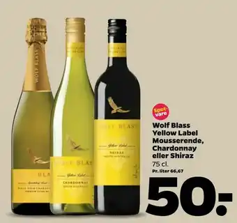 Wolf Blass Yellow Label Mousserende, Chardonnay eller Shiraz
