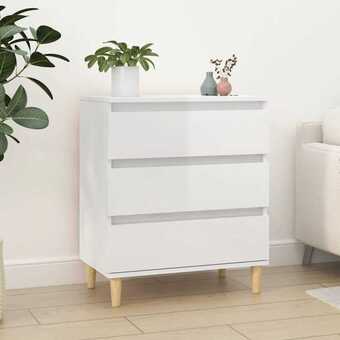 Skænk 60x35x70 cm konstrueret træ hvid højglans