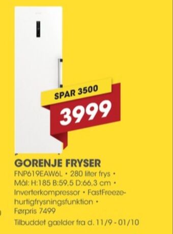 Punkt1 Gorenje fryseskab tilbud