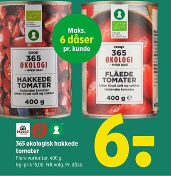 365 økologisk hakkede tomater