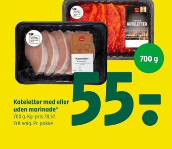Koteletter med eller uden marinade