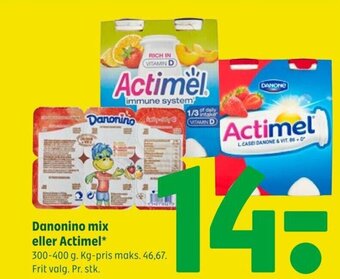 Coop 365 Danonino mix eller Actimel tilbud